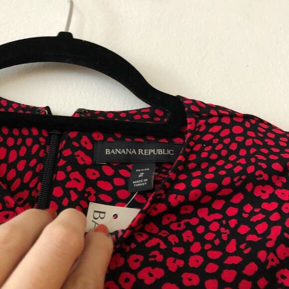 Banana Republic Red Print Puff-Sleeve Sheath Dress - Picture 5 of 8